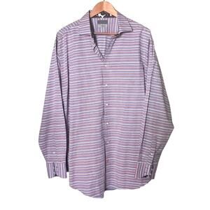 Thomas Dean Shirt Men's Size XXL Long Sleeve Flip Cuff Button Up Striped